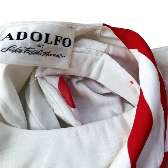 Vintage Adolfo for Saks Fifth Avenue Red/White Geometric Print Shift Dress, Med - Picture 6 of 11